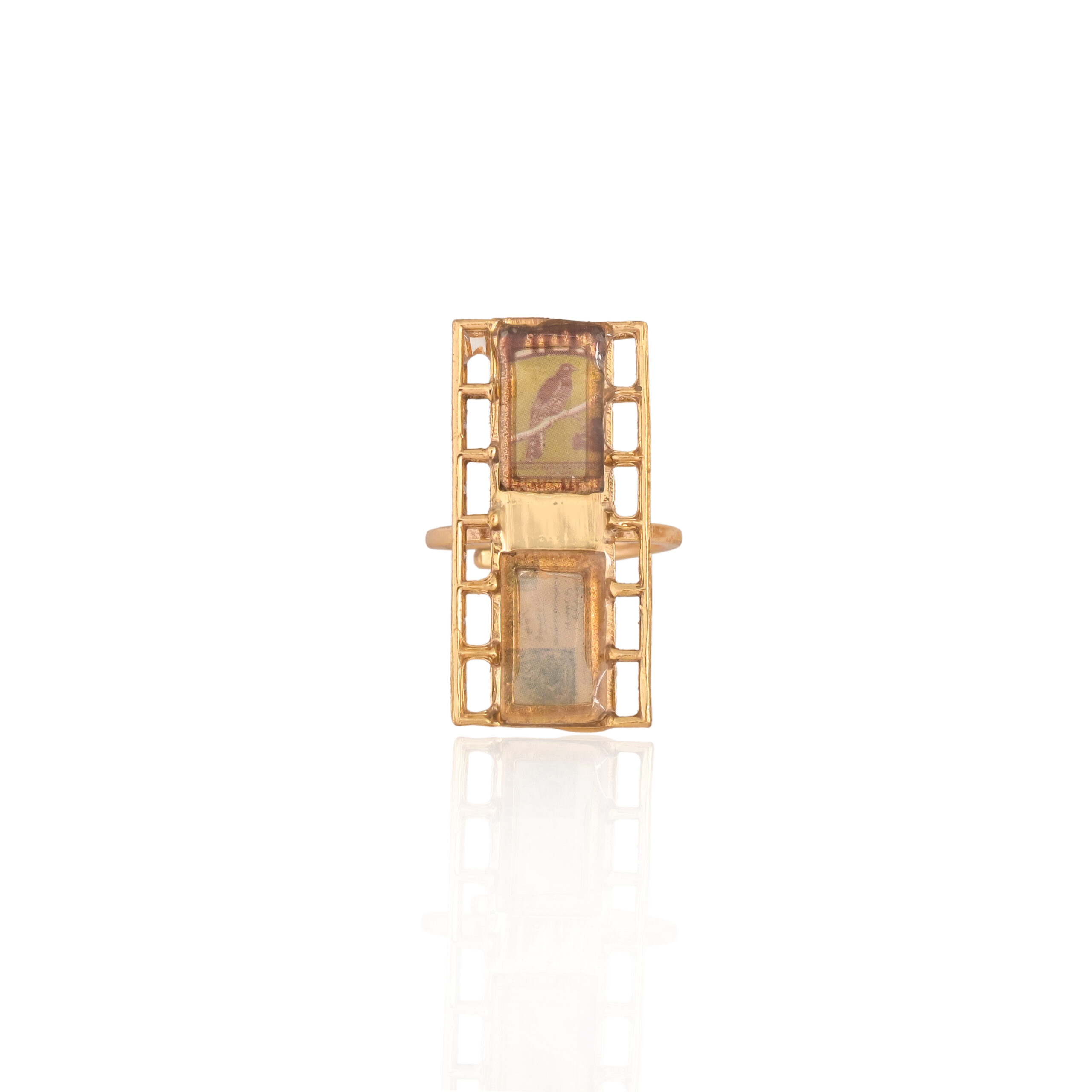 Retro Reel Ring Postcard Yellow